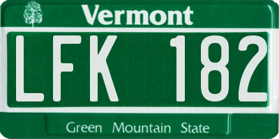 VT license plate LFK182
