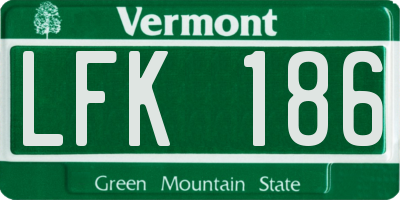 VT license plate LFK186