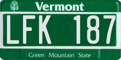 VT license plate LFK187