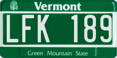 VT license plate LFK189