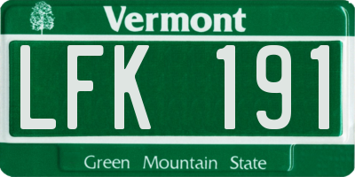 VT license plate LFK191