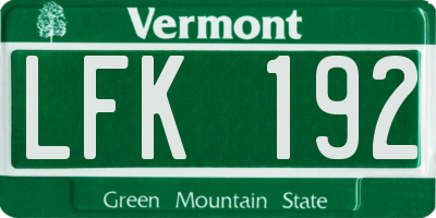 VT license plate LFK192