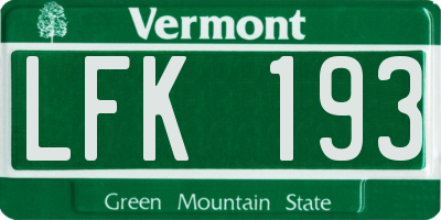 VT license plate LFK193