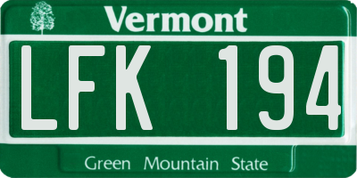 VT license plate LFK194