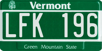 VT license plate LFK196