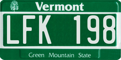 VT license plate LFK198