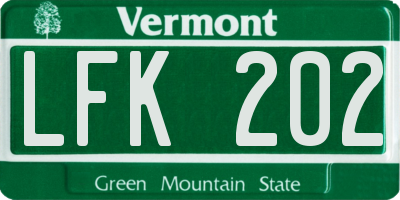 VT license plate LFK202