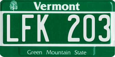 VT license plate LFK203