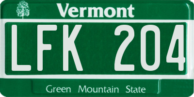 VT license plate LFK204