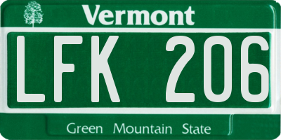 VT license plate LFK206
