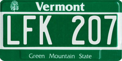 VT license plate LFK207