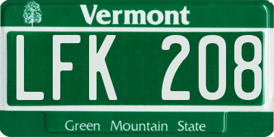 VT license plate LFK208