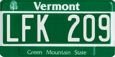 VT license plate LFK209