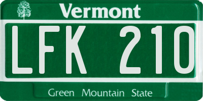 VT license plate LFK210