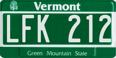 VT license plate LFK212