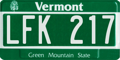 VT license plate LFK217