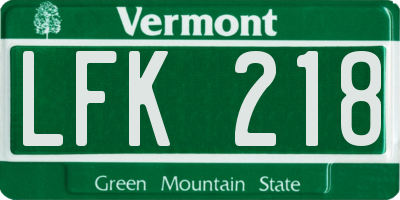 VT license plate LFK218