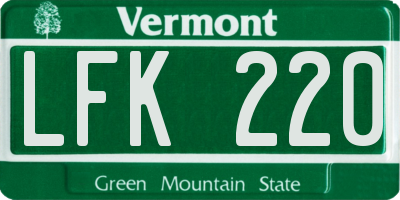 VT license plate LFK220