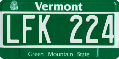 VT license plate LFK224