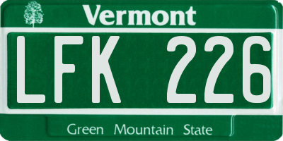 VT license plate LFK226