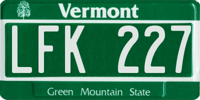 VT license plate LFK227