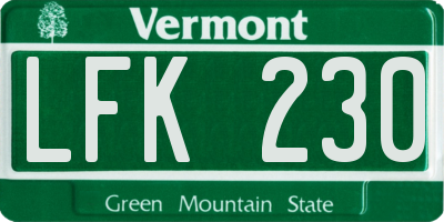 VT license plate LFK230
