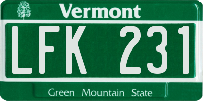 VT license plate LFK231