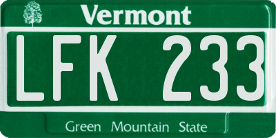 VT license plate LFK233