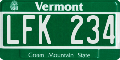 VT license plate LFK234