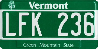 VT license plate LFK236