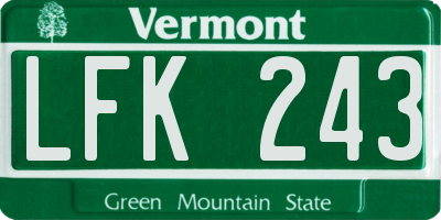 VT license plate LFK243