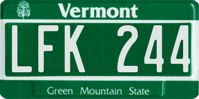 VT license plate LFK244