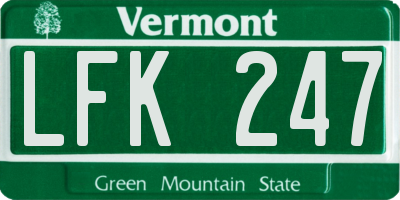 VT license plate LFK247