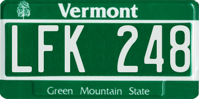 VT license plate LFK248