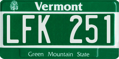 VT license plate LFK251