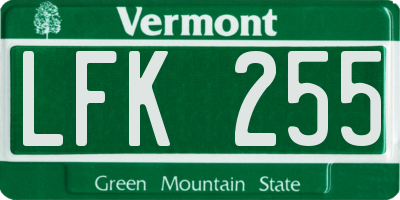 VT license plate LFK255