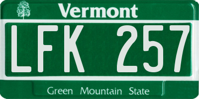 VT license plate LFK257