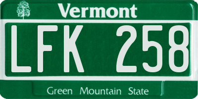 VT license plate LFK258