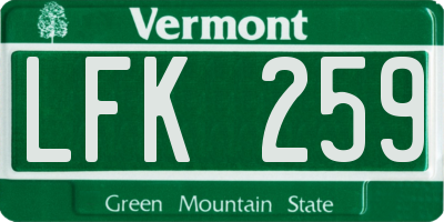 VT license plate LFK259