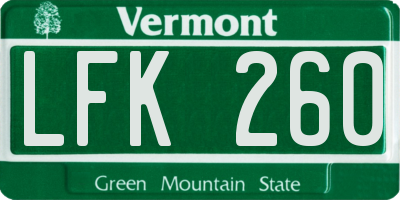 VT license plate LFK260