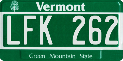 VT license plate LFK262