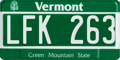 VT license plate LFK263