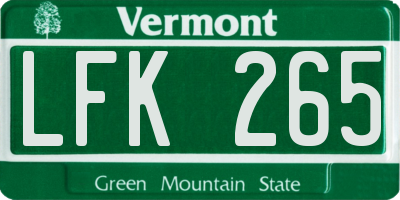 VT license plate LFK265