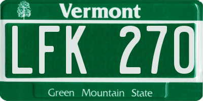 VT license plate LFK270