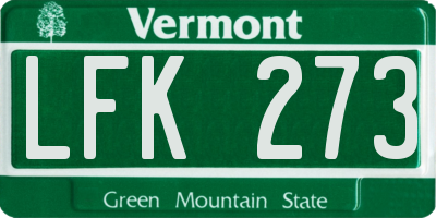 VT license plate LFK273