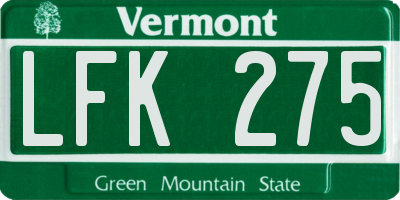 VT license plate LFK275