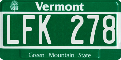 VT license plate LFK278