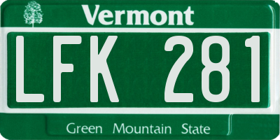VT license plate LFK281