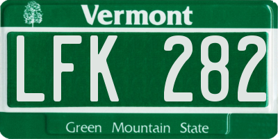 VT license plate LFK282
