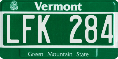 VT license plate LFK284